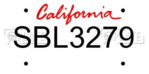 SBL3279 California License Plate