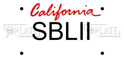SBLII California License Plate