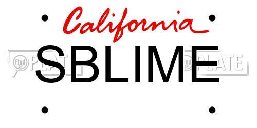 SBLIME California License Plate