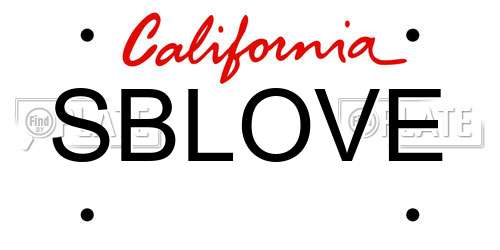 SBLOVE California License Plate