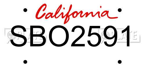 SBO2591 California License Plate