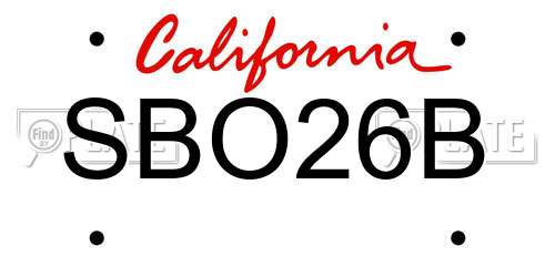 SBO26B California License Plate