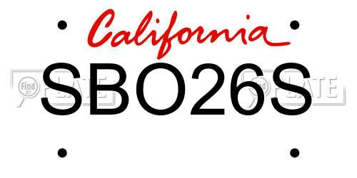 SBO26S California License Plate