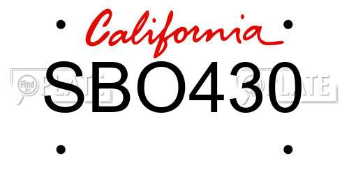 SBO430 California License Plate
