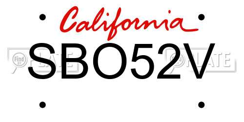 SBO52V California License Plate