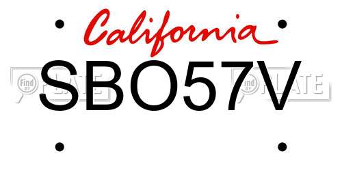 SBO57V California License Plate