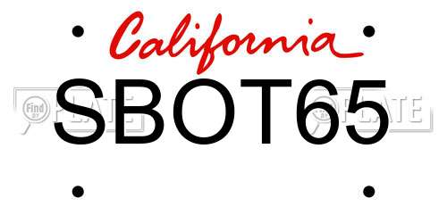 SBOT65 California License Plate