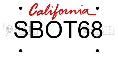 SBOT68 California License Plate