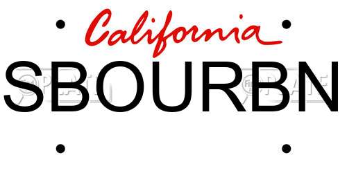 SBOURBN California License Plate