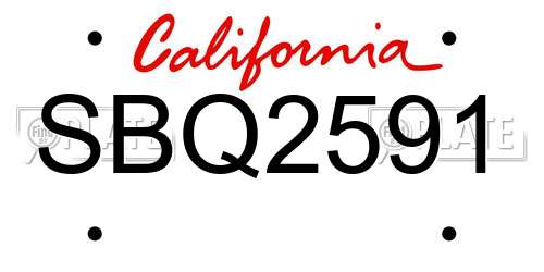 SBQ2591 California License Plate