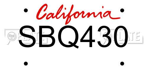 SBQ430 California License Plate