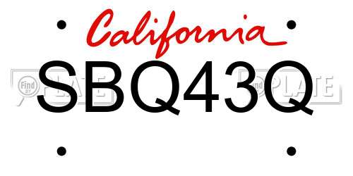 SBQ43Q California License Plate