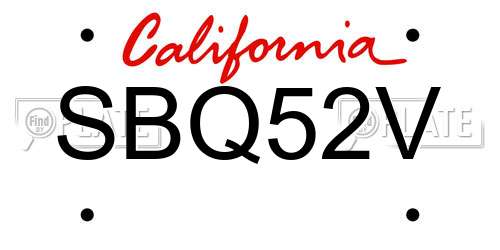 SBQ52V California License Plate
