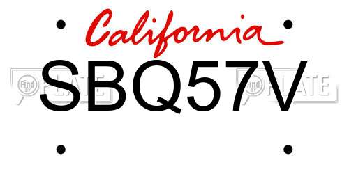 SBQ57V California License Plate