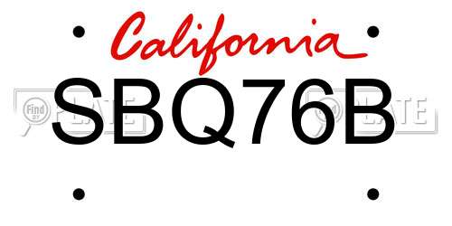 SBQ76B California License Plate