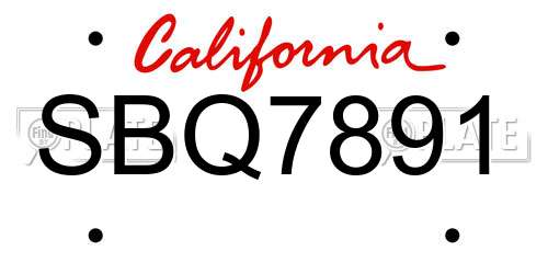 SBQ7891 California License Plate