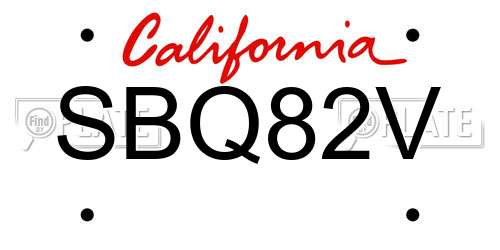 SBQ82V California License Plate