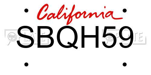 SBQH59 California License Plate