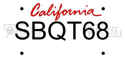 SBQT68 California License Plate