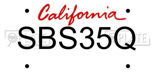 SBS35Q California License Plate