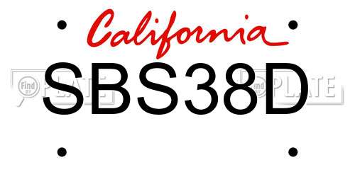 SBS38D California License Plate