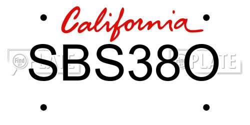 SBS38O California License Plate