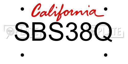 SBS38Q California License Plate