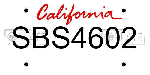 SBS4602 California License Plate