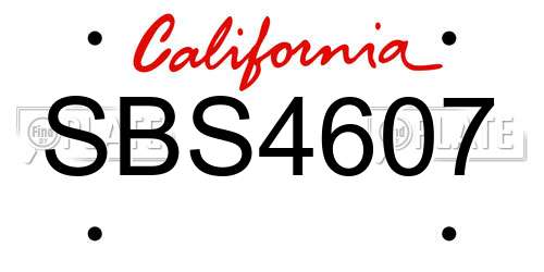 SBS4607 California License Plate