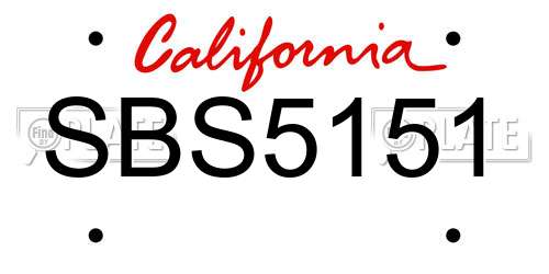 SBS5151 California License Plate