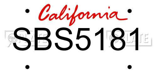 SBS5181 California License Plate
