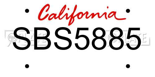 SBS5885 California License Plate