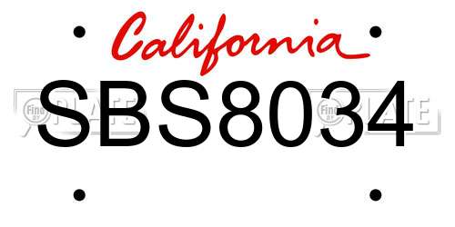 SBS8034 California License Plate