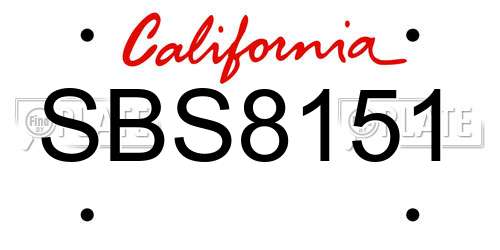 SBS8151 California License Plate