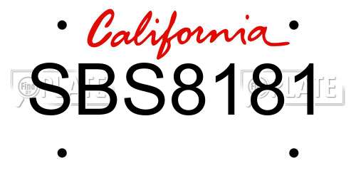 SBS8181 California License Plate