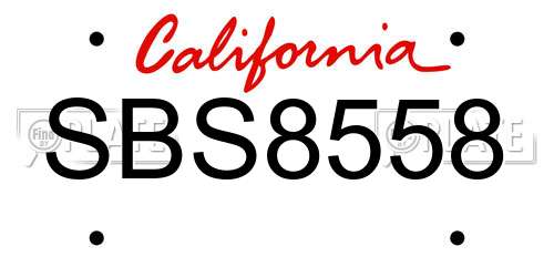 SBS8558 California License Plate