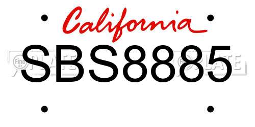 SBS8885 California License Plate