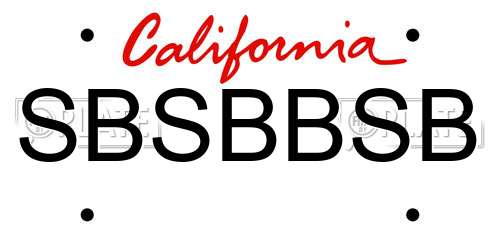 SBSBBSB California License Plate