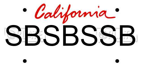 SBSBSSB California License Plate