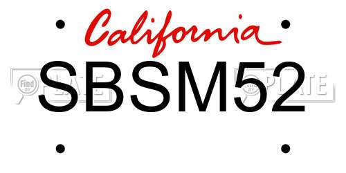 SBSM52 California License Plate