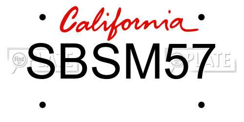 SBSM57 California License Plate