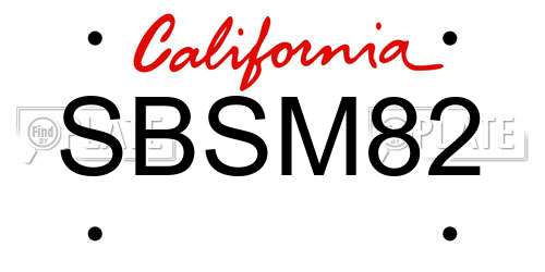 SBSM82 California License Plate