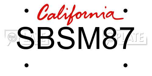 SBSM87 California License Plate