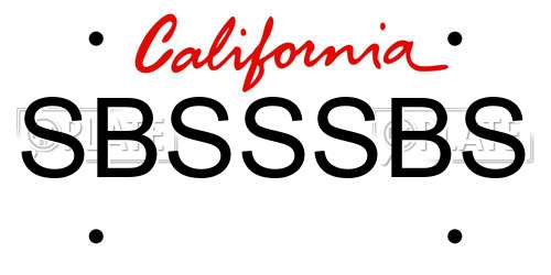 SBSSSBS California License Plate