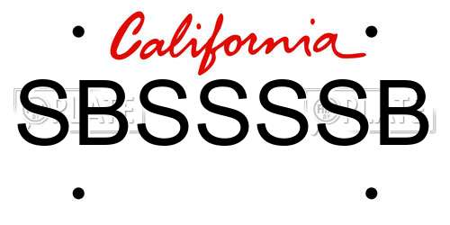 SBSSSSB California License Plate