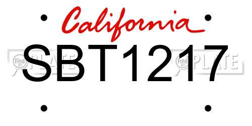 SBT1217 California License Plate