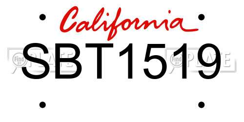 SBT1519 California License Plate