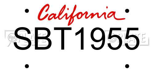SBT1955 California License Plate