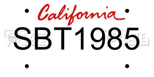 SBT1985 California License Plate