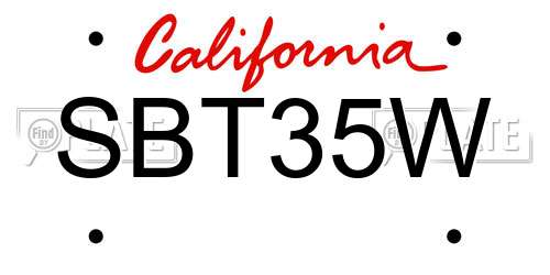 SBT35W California License Plate